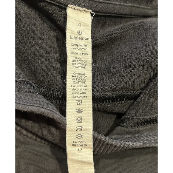 Lululemon Hoodie Womens Size 4 Black Pullover Cotton Blend Terry‎ Long Sleeve - Picture 5 of 5